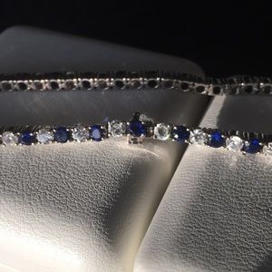 Blue and white sapphire stirling silver bracelet